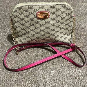 Michael Kors Tan with “Hot Pink” Strap Crossbody